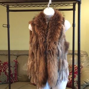 Rabbit and fox fur vest